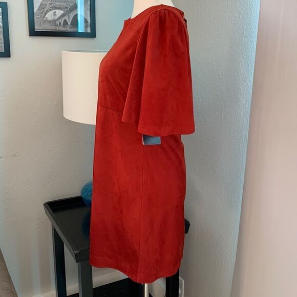 Trafaluc by Zara red faux suede short sleeve mini dress sz small - Picture 8 of 16